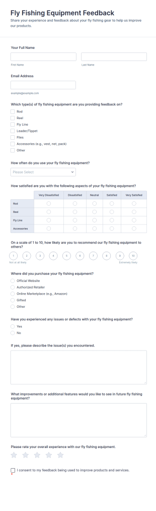Fly Fishing Equipment Feedback Form Template
