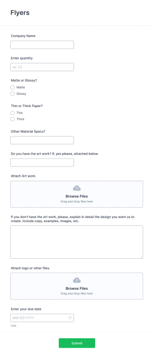 Flyers Printing Request Form Template