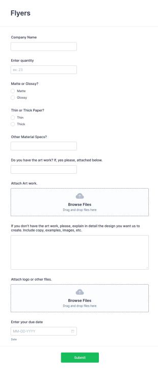 Flyers Printing Request Form Template