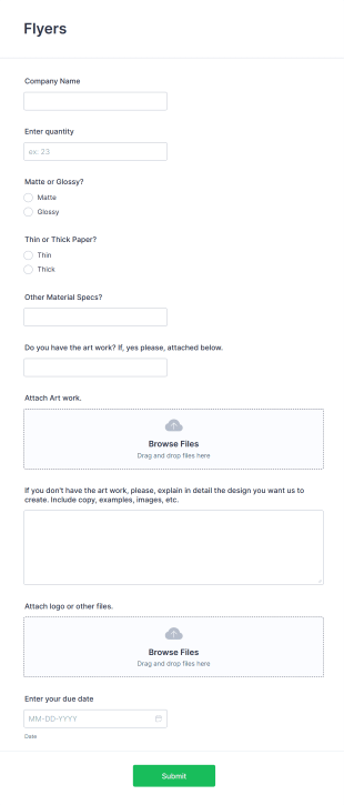 Flyers Printing Request Form Template
