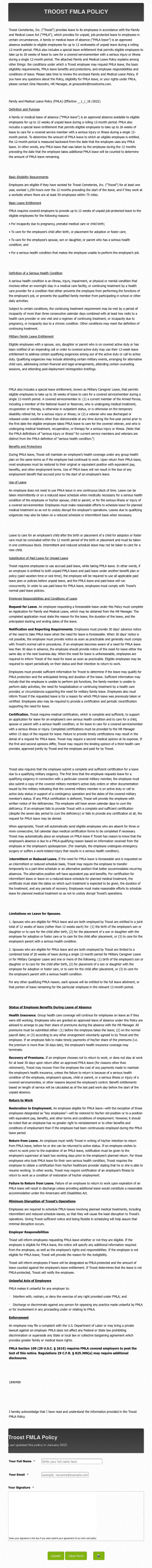 FMLA Policy Form Template