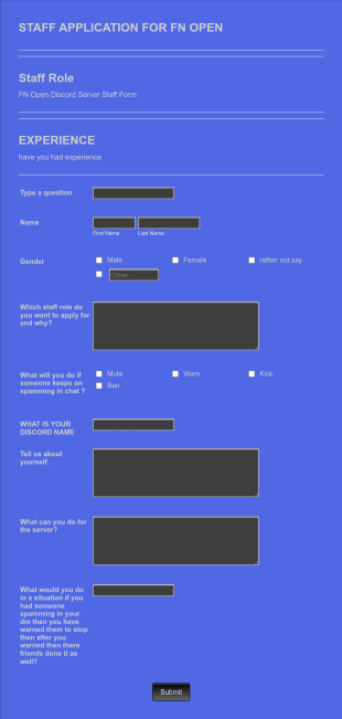 FN OPEN Staff Application Form Template