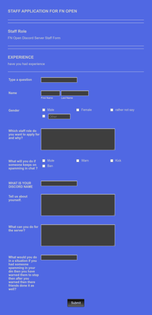 FN OPEN Staff Application Form Template