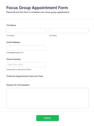Focus Group Appointment Form Template