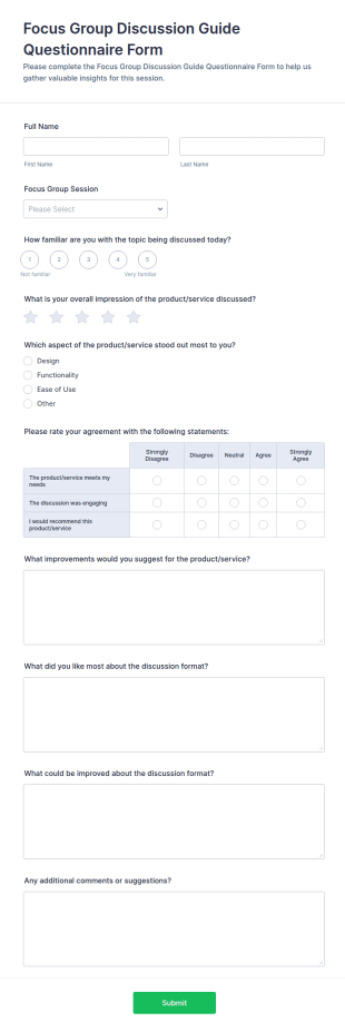 Focus Group Discussion Guide Form Template