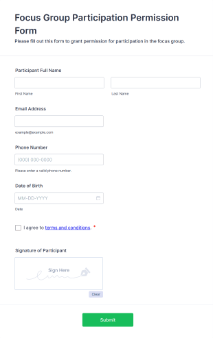 Focus Group Participation Permission Form Template