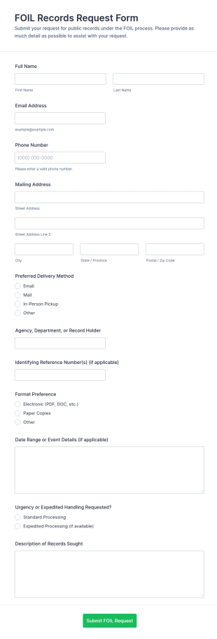 FOIL Records Request Form Template