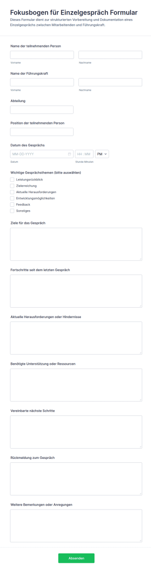 Fokusbogen Für Einzelgespräch Formular