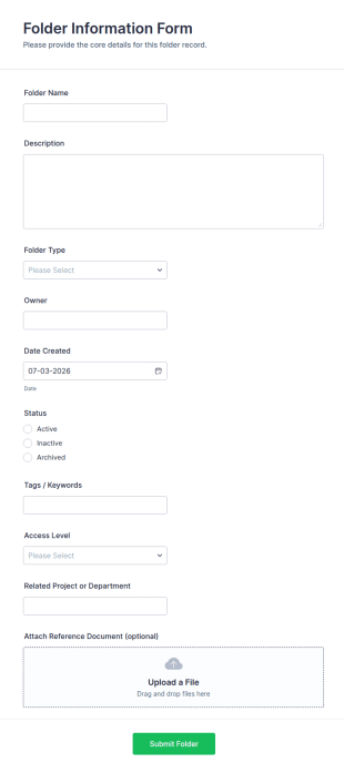 Folder Information Form Template