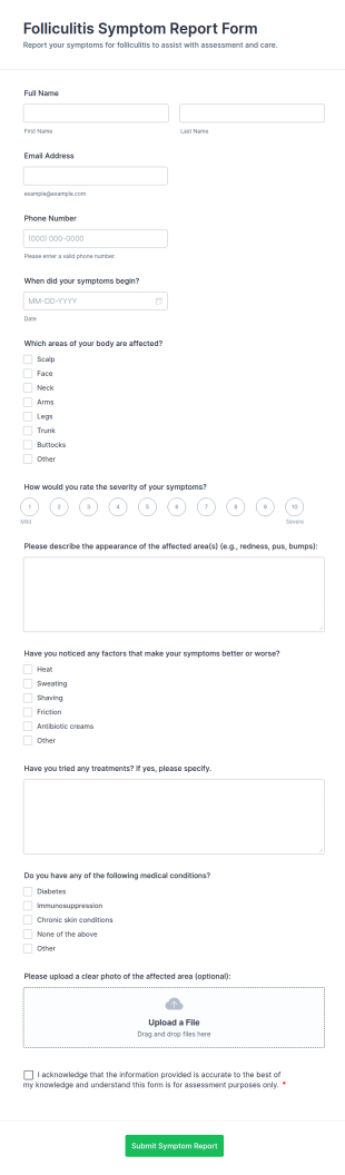 Folliculitis Symptom Report Form Template