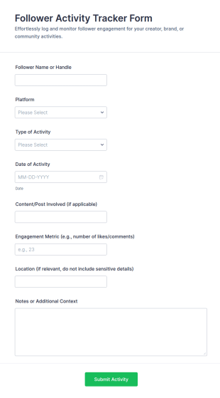 Follower Activity Tracker Form Template
