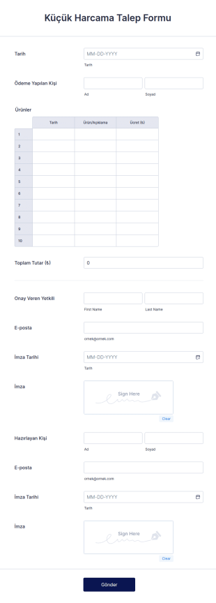 Fon Talep Form Şablonu