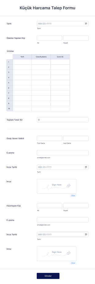 Fon Talep Form Template
