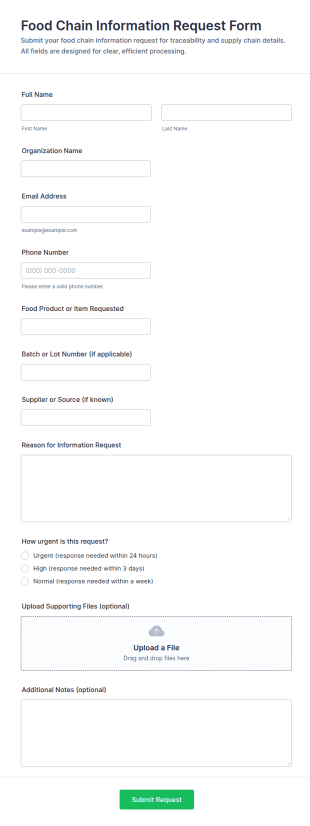 Food Chain Information Request Form Template