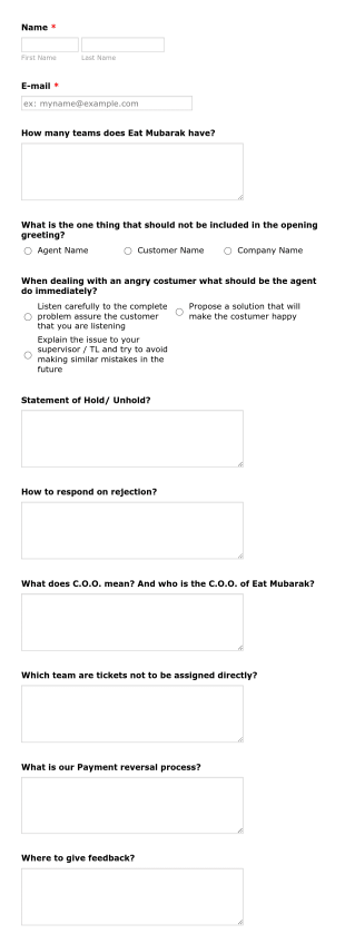 Food Delivery Agent Quiz Form Template