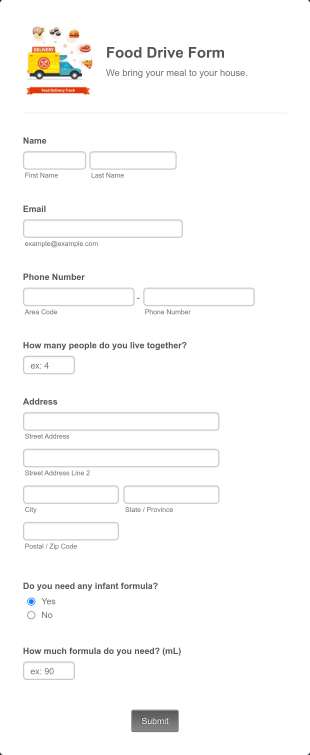 Food Drive Form Template