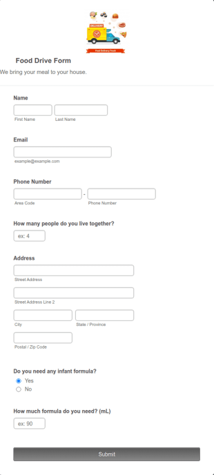 Food Drive Form Template