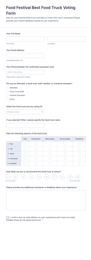 Food Festival Best Food Truck Voting Form Template