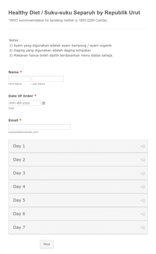 Food Journal Form Template