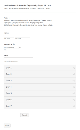 Food Journal Form Template