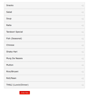 Detailed Food Menu Form Template