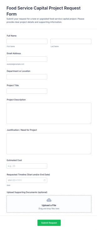 Food Service Capital Project Request Form Template