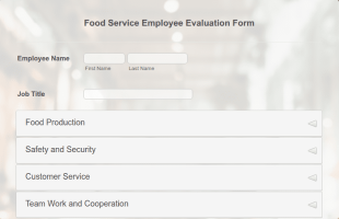 Food Service Employee Evaluation Form Template