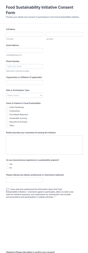 Food Sustainability Initiative Consent Form Template