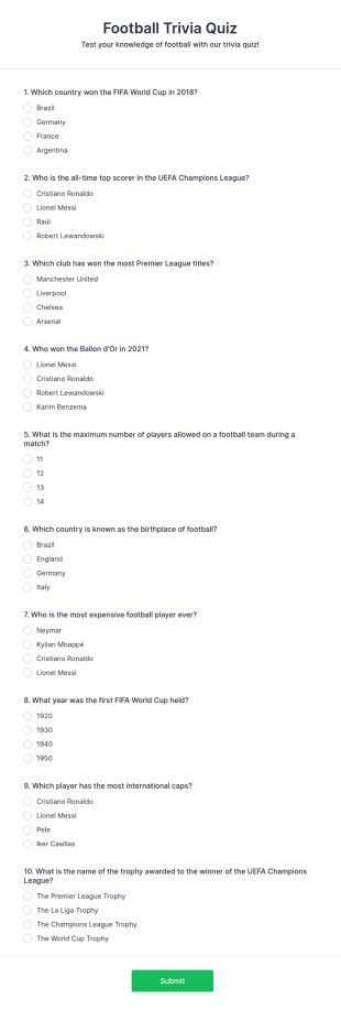 Football Trivia Quiz Form Template