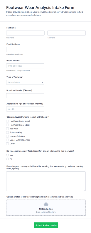 Footwear Wear Analysis Intake Form Template