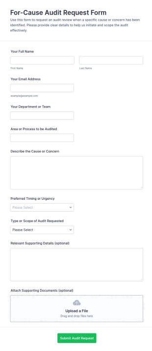 For Cause Audit Request Form Template