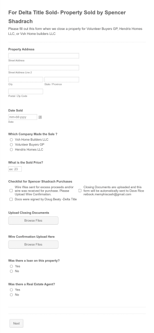 For Delta Title Sold Property By Spencer Shadrach  Form Template