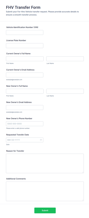 For Hire Vehicle (FHV) Transfer Form Template