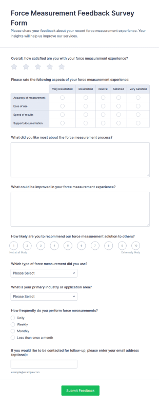 Force Measurement Feedback Survey Form Template