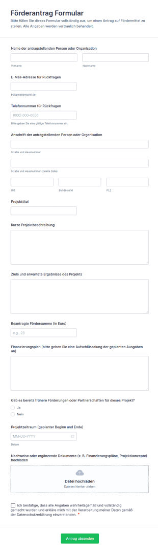 Förderantrag Formular