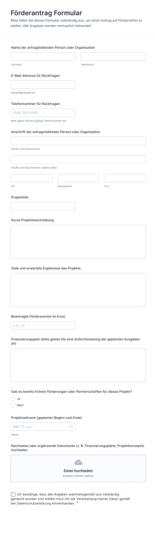Förderantrag Formular