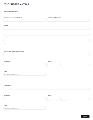 Fördermittelantrag Form Template