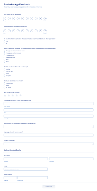 Fordosko AppFeedback Form Template