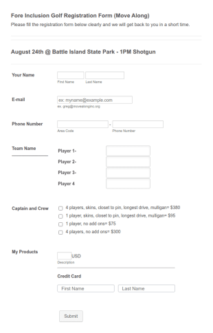 Fore Inclusion Golf Registration Form (Move Along)
