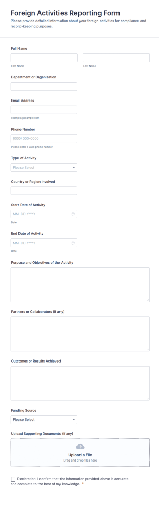 Foreign Activities Reporting Form Template