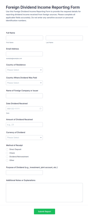 Foreign Dividend Income Reporting Form Template