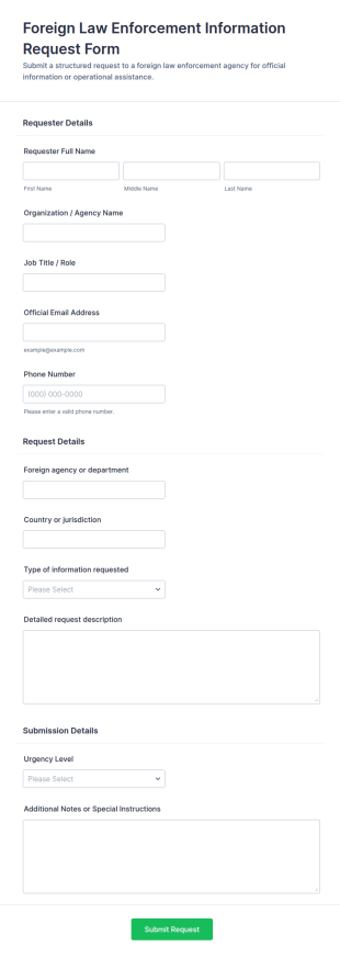 Foreign Law Enforcement Information Request Form Template
