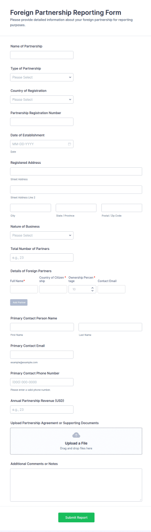 Foreign Partnership Reporting Form Template
