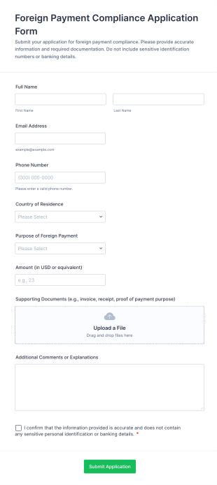 Foreign Payment Compliance Application Form Template