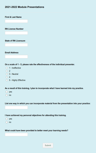 Forensic Nursing Continuing Education Form Template