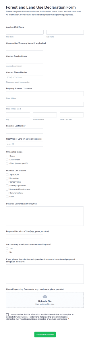 Forest And Land Use Declaration Form Template