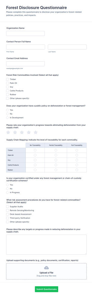 Forest Disclosure Questionnaire Form Template