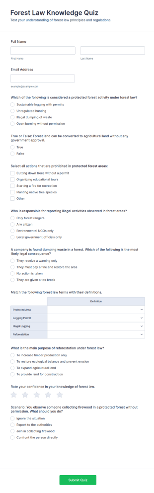 Forest Law Knowledge Quiz Form Template
