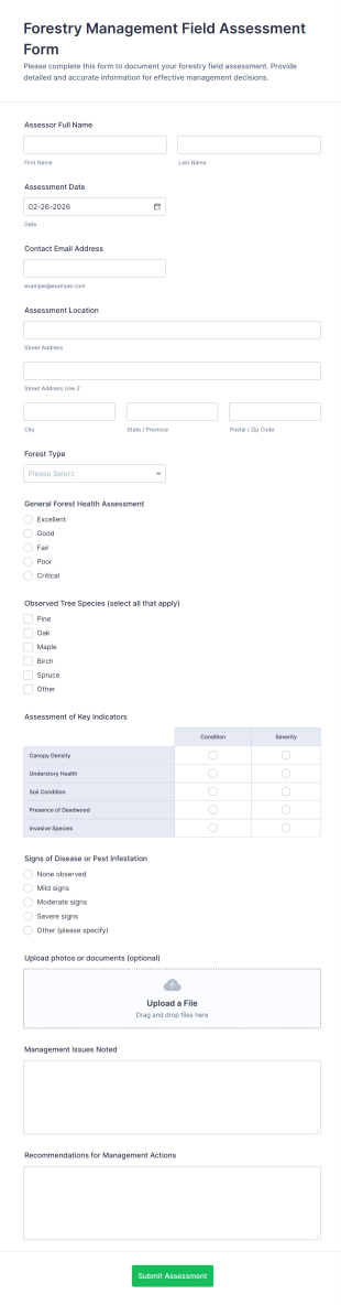 Forestry Management Field Assessment Form Template