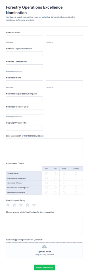 Forestry Operations Excellence Nomination Form Template